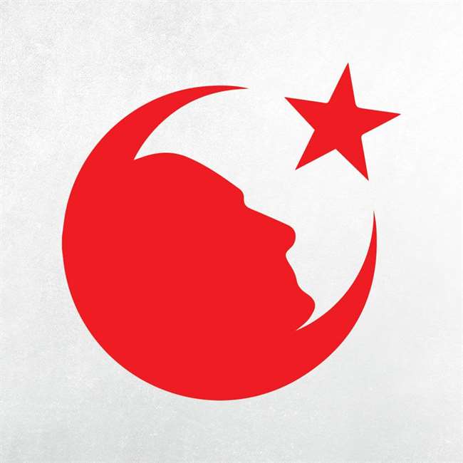 Kırmızı Atatürk ve Türk Bayrağı