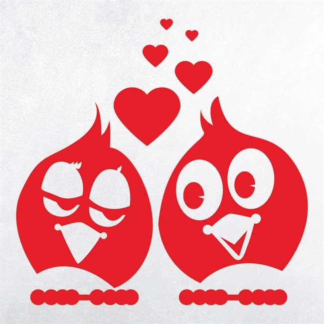 Kırmızı Çift Baykuşlar Sticker