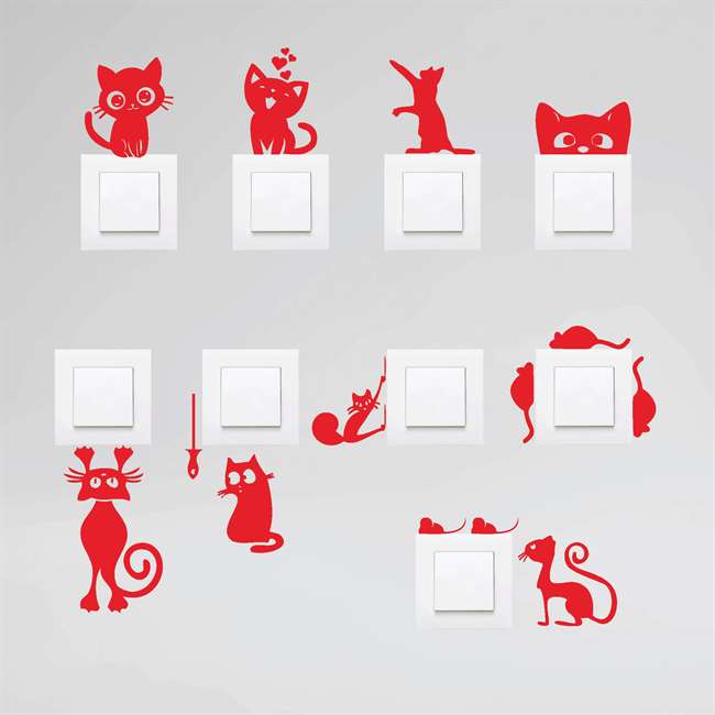 Kırmızı Kedi Priz Sticker