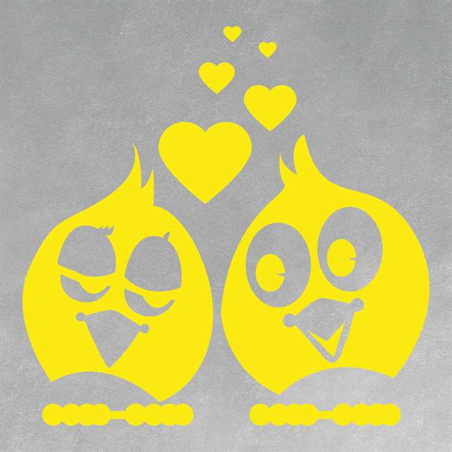 Sarı Çift Baykuşlar Sticker