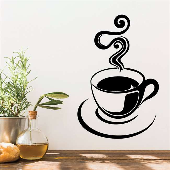Sıcak Kahve Siliüeti Sticker