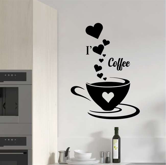 Siyah I Love Coffee Sticker