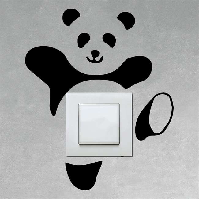 Siyah Panda Priz Sticker