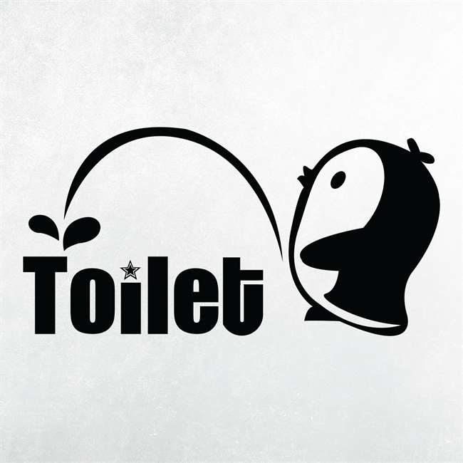 Siyah-Sevimli Penguen Toilet Sticker